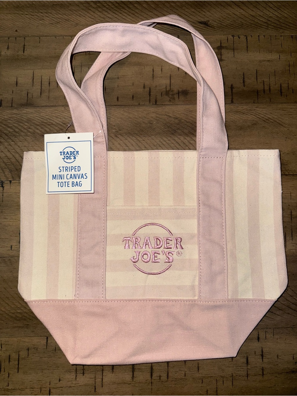 Trader Joe’s Pink Striped Canvas Mini Tote Bag